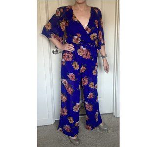 Bailey Blue Royal Blue Floral Wide Leg Jumpsuit